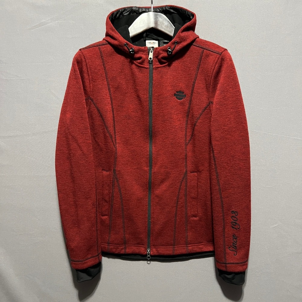 Harley-Davidson Womens XL Red Heathered Full Zip Hoodie Since 1903 Biker Jacket